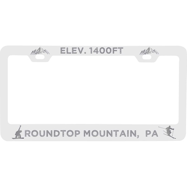 Roundtop Mountain Pennsylvania Etched Metal License Plate Frame White