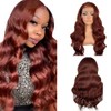 Hxxcoup Body Wave #33 Reddish Brown Human Hair Wig 13x6
