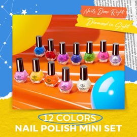 modelones Nail Polish Set, 12 Colors Summer Pink Red Blue Orange Quick Dry Mini Starter Kit, Long Lasting Art DIY Manicure Set at Home for Women Girls