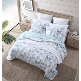 Tommy Bahama - King Quilt Set, Reversible Cotton Bedding with Matching Shams, All Season Home Decor (Freeport Blue, King)