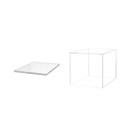 12" Acrylic Display Riser Box with Base One Open Side Versatile Clear Square Lucite Retail Product Platform and Merchandise Storage Bin No Assembly by Marketing Holders