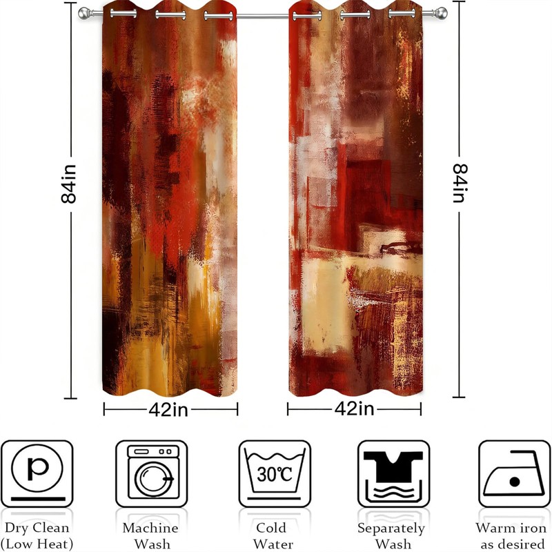 Ine Ive Burnt Orange Abstact Art Blackout Curtains 42x84 Inches