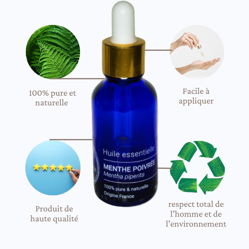 Ätherisches Öl, Pfefferminze, 30 ml, 100, rein und natürlich