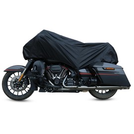 HEROFFIX Motorcycle Cover Lightweight Half Cover Outdoor Waterproof Rain Dust Protector Black XL for Most Full Dress Touring Cruiser Replace Parts