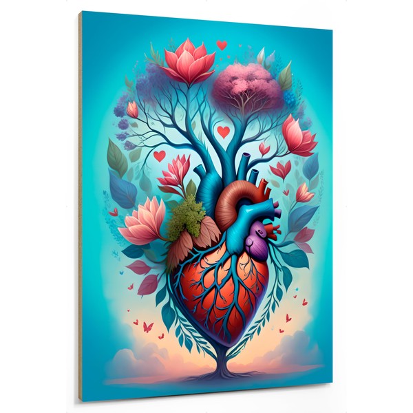 emmena - Anatomical Picture Heart Light Blue with Flower Branches