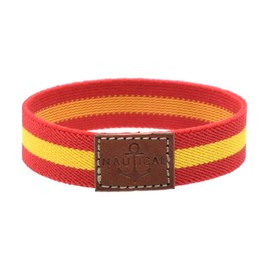 BDM Spain Flag Fabric Bracelet for Men and Women Elastic Nautical Shield Bracelet with One Piece of Leather, Leather