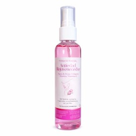 Tónico Facial Suero Agua de Rosas, Colágeno, Elastina, Vitamina E 125ml, Rejuvenecedor, Hidratante, Antioxidante, Refrescante.                        
