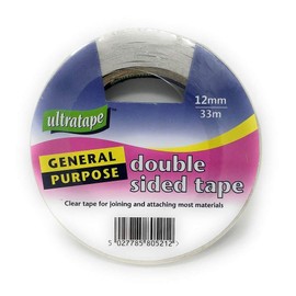 general purpose double sides/sided clear sticky tape 12mm x 33m for office/craft
