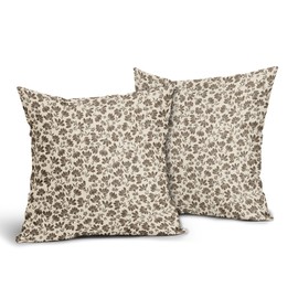 Kawani Daisy Floral Block Print Pillow Covers 18X18 Inch Brown Beige Flowers Decorative Square Pillow Cases Set of 2 Farmhouse Home Decor Vintage Rustic Cute Throw Pillows for Sofa Couch Outdoor
