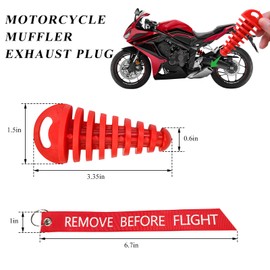 MUQIDA 2 PCS Muffler Exhaust Wash Plug, 0.6"-1.5" Motorcycle Exhaust Tail Pipe Washing Plug with Streamer, Rubber Silencer Wash Protector for 2 Stroke Motorcycle Dirt Bike ATV (Red)