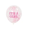 It's A Girl' Clear Latex Balloons WIth Pre-Filled Pink Confetti,
