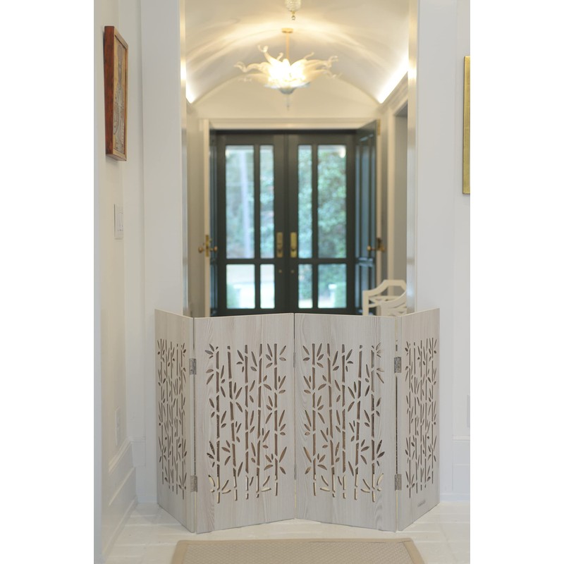 Decorative Freestanding Pet Gate Expandable Indoor Barrier for Small to
