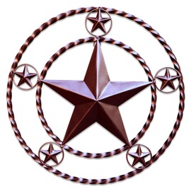 Metal Wall Star Home Décor - Heavy Duty Iron Metal Stars for Outdoor, Large Texas Rustic Vintage Stars, Farmhouse Barn Themed Western Country Art for Kitchen, Bathroom or Outside of House (Brown)