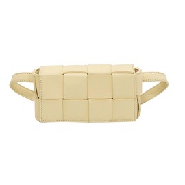 Fanny Pack with Convertible Crossbody Shoulder Bag for Women, Woven Cassette-Style Handbag Purse with Adjustable Belt (Yellow)