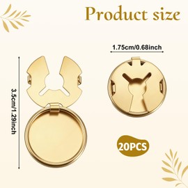 20 Pcs Button Covers for Men's Shirts Gold Brass Round Cuff Button Cover for Tuxedo, Business or Formal Shirts, Clip-On Buttons Cufflinks Kit for Sewing DIY Craft Decor