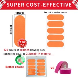 120PCS Bowling Thumb Tape Bowling Finger Tape, Bowling Tape Thumb for Bowlers, Bowling Accessories for Men Women Sport Workout (Orange)