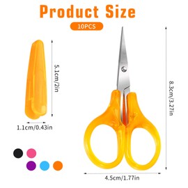 KFHENSOMR Small Craft Scissors 10 Pcs Small All Purpose Scissors with Protective Cover Tiny Travel Sharp Mini Sewing Scissor Stainless Steel Multi-Color Set for Embroidery Paper Cutting Sewing
