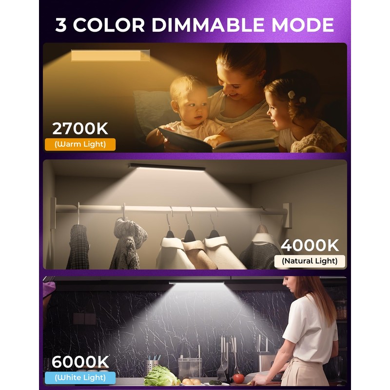 ASOKO HOME Under Cabinet Lights Motion Sensor Light Indoor 3-Light