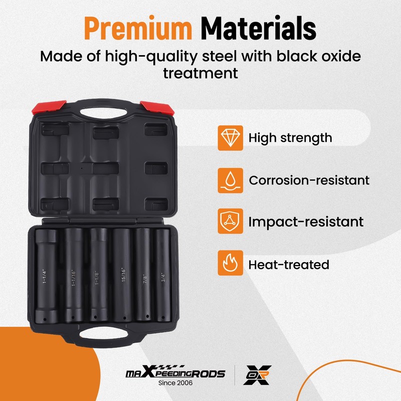 maXpeedingrods 1/2 Inch Drive Extended Length Impact Socket Set, 6Pcs