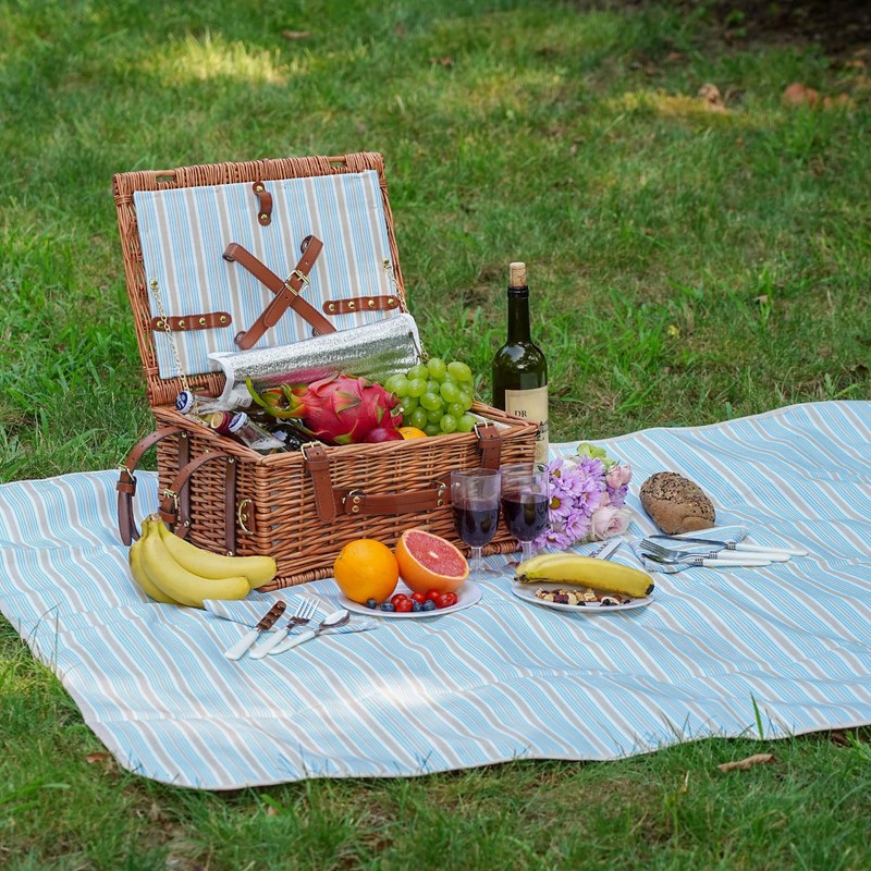 Picnic Cooler Basket Set for 2 Persons with Large Waterproof