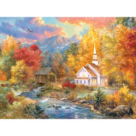 RoseArt - Abraham Hunter - Church by The River - 500 Piece Puzzle for Adults