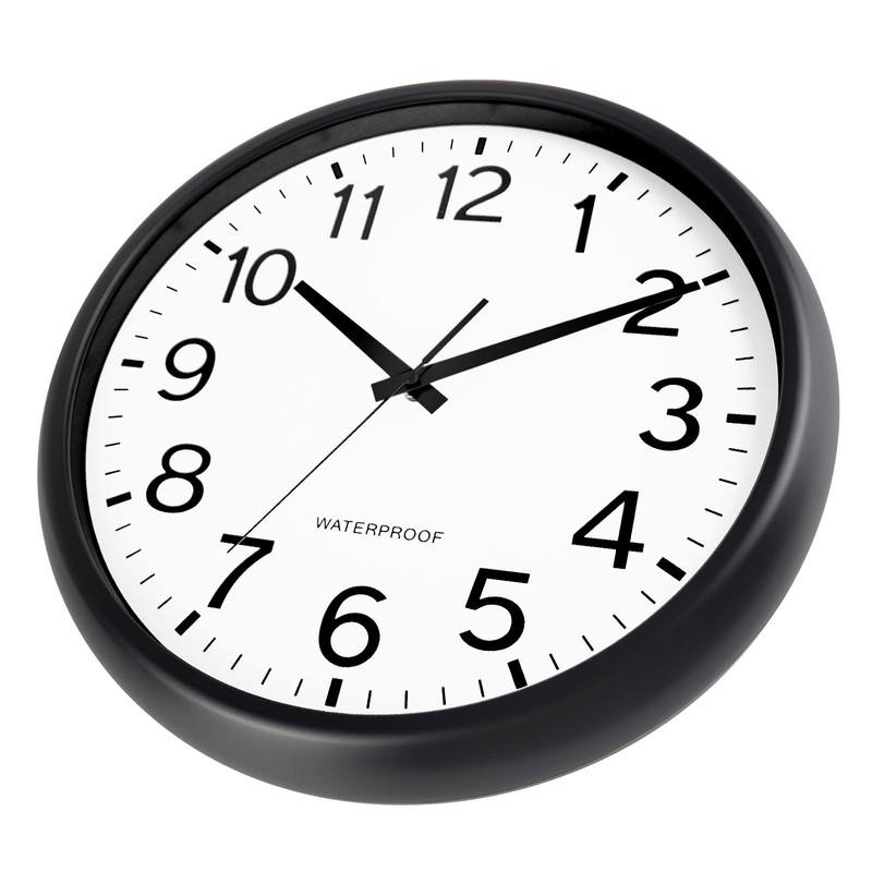 Caysie 16 Inch Sealed Large Outdoor Clock Waterproof, Silent Battery