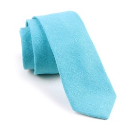 Elfeves - Corbata delgada de algodón y lino para hombre, Azul (Pool Blue), Talla única