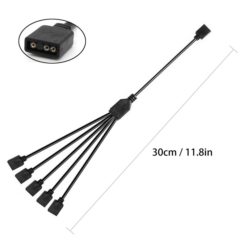 Jstincal 1-to-5 ARGB Splitter Cable, ARGB Cable, 5V 3 Pin