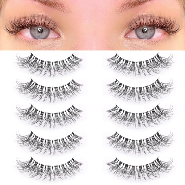 KSYOO Cat Eye Lashes Wispy Natural Look, D Curl 10-18mm