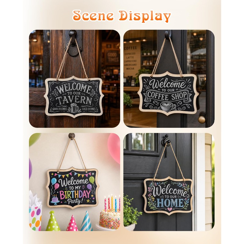 Gaahkai 10 PCS Large Hanging Chalkboard Signs, 9"x6" Reusable Double