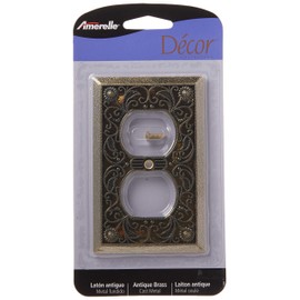 Amerelle 65DAB Filigree Wallplate, 1 Duplex, Antique Brass