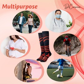 Dr Compresss Graduated Compression Socks | For Women & Men | 20-30MMHG | Best For Circulation, Media, Nurse, Running, Pregnancy, Travel and More (Red, Small-Medium)