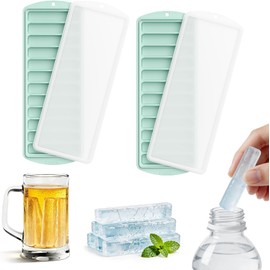 Bandeja para cubitos de hielo, de silicona de fácil liberación, con tapa, congelador, apilable, para deportes y botellas de agua, sin BPA