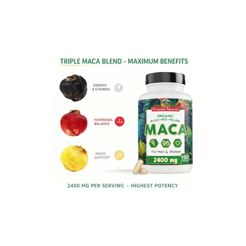 Peruvian Naturals Maca Orgánica 2400 Mg 150 C/u (paquete 2)