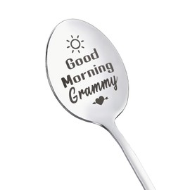 Grammy Mothers Day Gifts for Grandmother Grandma Birthday Gifts from Grandchildren Gigi Gift Spoon Engraved Good Morning Grammy Spoons for Nana Women Gift