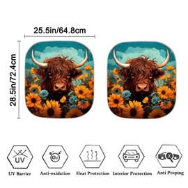 Lishukuss Highland Cow Sunflower Windshield Sun Shade for Women Men Car Shade Front Windshield Blocks Sun and Keeps Your Vehicle Cool for Most Sedans SUV and Trucks Car Accessories