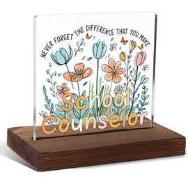 School Counselor Gifts for Women, School Counselor Appreciation Gifts, School Counselor Month Gifts, Thank You Gift for School Counselor, Retro Acrylic Desk Sign With Positive Quotes,4 x4inch,HSJ41