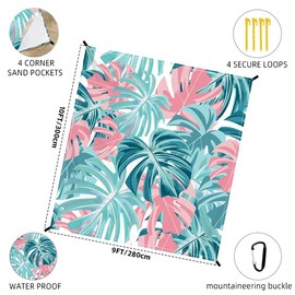 YUKI HOME Beach Blanket Waterproof Sandproof Oversized Extra 110" * 118"/ 9 * 10 Ft Sand Free Beach Mat with Stakes, Storage Bag - Essentials for Outdoor Beach, Picnic,Quick Drying Durable