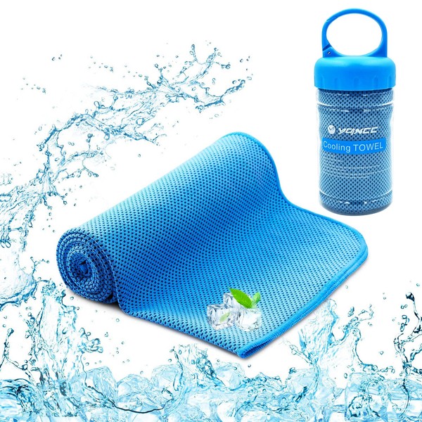YQXCC Cooling Towels Ice Towel 120 x 30 cm Gym Microfibre Towel for Men or Women Ice Cold Towels for Yoga Gym Travel Camping Golf Football & Outdoor Sports (blue-1)