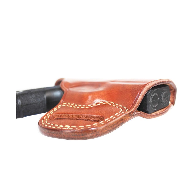 Premium Leather OWB Three Slot Pancake Holster with Thumb Break,