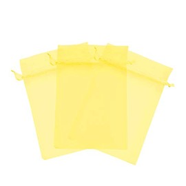 100 Pcs Yellow 5x7 Sheer Drawstring Organza Bags Jewelry Pouches Wedding Party Favor Gift Bags Gift Bags Candy Bags [Kyezi Design and Craft]