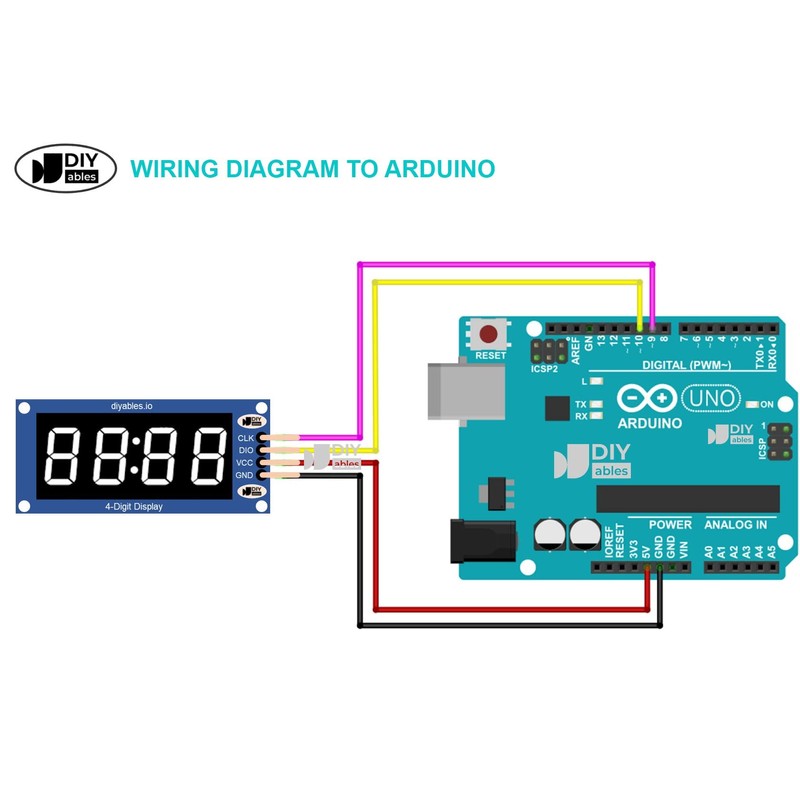 DIYables 4-Digit 7-Segment LED Display TM1637 Module for Arduino ESP32,