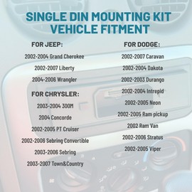 NuIth Single DIN Radio Dash Kit W/Radio Wiring Antenna Adapter for Select 2002-2007 Chrysler/Dodge/Jeep, Single Din Radio Mount Housing Bracket Trim Bezel Kit Installation Aftermarket Stereo