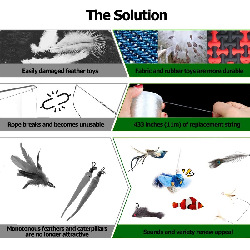 Trumoon Cat Interactive Feather Toy Replacement Set. for Interactive Toys