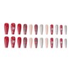 CECOBAG Red Press On Nails, Christmas Rectangle Fake Nails, Reusable