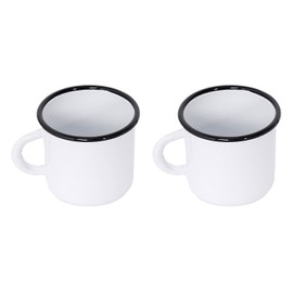Madacha 2 Large Metal-Enamelled Mugs - White - 400 ml