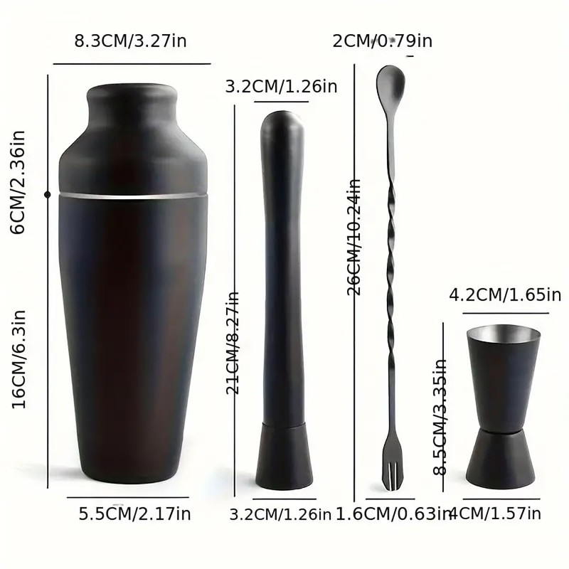 AIMALL 8-Piece Stainless Steel Cocktail Shaker Set, Bar Bartender Kit