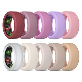 BandRain 10 Pack Cover for Oura Ring Gen 4 & 3/ULTRAHUMAN Ring AIR, Anti-Scratch Elastic Silicone Protector Case Accessories for Women Men Working Out Gym (10 Colors - Set 7, S (6/7/8/9/10))