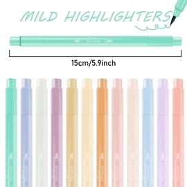 12 Pieces Highlighter Pastel, Marker Stabilo, Text Marker, Highlighter Pen, Marker Pen, Twin Marker, Office Equipment for Journaling Note Taking School Office Stationary
