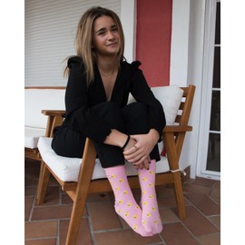 Roits Funny Ducklings Pink Socks Men Women – Colourful Funny Socks, Odd Fun Socks Gifts Accessories, pink